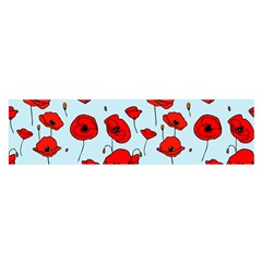 Poppies Flowers Red Seamless Pattern Oblong Satin Scarf (16  X 60 )