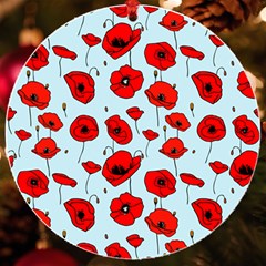 Poppies Flowers Red Seamless Pattern Uv Print Acrylic Ornament Round by Maspions