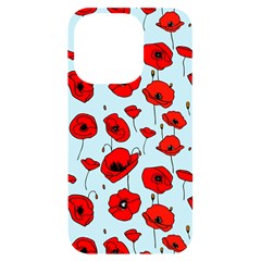 Poppies Flowers Red Seamless Pattern Iphone 14 Pro Black Uv Print Case