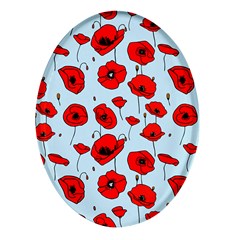 Poppies Flowers Red Seamless Pattern Oval Glass Fridge Magnet (4 Pack) by Maspions