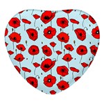 Poppies Flowers Red Seamless Pattern Heart Glass Fridge Magnet (4 pack) Front