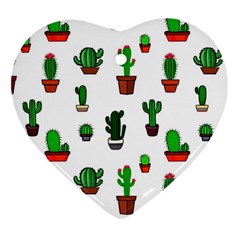 Cactus Plants Background Pattern Seamless Ornament (heart) by Maspions