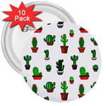 Cactus Plants Background Pattern Seamless 3  Buttons (10 pack)  Front