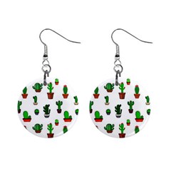 Cactus Plants Background Pattern Seamless Mini Button Earrings