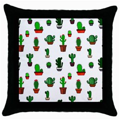 Cactus Plants Background Pattern Seamless Throw Pillow Case (black)