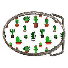 Cactus Plants Background Pattern Seamless Belt Buckles