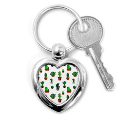 Cactus Plants Background Pattern Seamless Key Chain (heart)