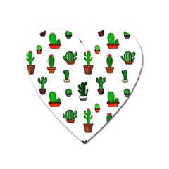 Cactus Plants Background Pattern Seamless Heart Magnet by Maspions