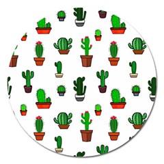 Cactus Plants Background Pattern Seamless Magnet 5  (round)