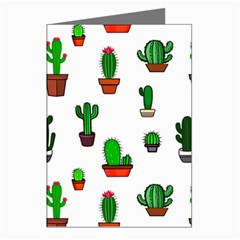 Cactus Plants Background Pattern Seamless Greeting Cards (pkg Of 8)