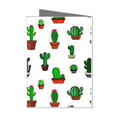 Cactus Plants Background Pattern Seamless Mini Greeting Cards (pkg Of 8)