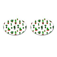 Cactus Plants Background Pattern Seamless Cufflinks (oval)