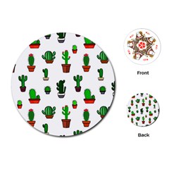 Cactus Plants Background Pattern Seamless Playing Cards Single Design (round)