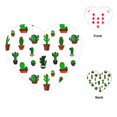 Cactus Plants Background Pattern Seamless Playing Cards Single Design (heart)