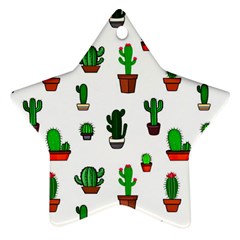 Cactus Plants Background Pattern Seamless Star Ornament (two Sides) by Maspions