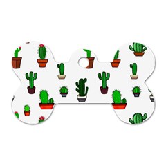 Cactus Plants Background Pattern Seamless Dog Tag Bone (two Sides)