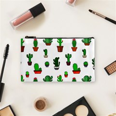 Cactus Plants Background Pattern Seamless Cosmetic Bag (small) by Maspions