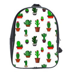 Cactus Plants Background Pattern Seamless School Bag (large)