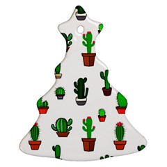 Cactus Plants Background Pattern Seamless Ornament (christmas Tree)  by Maspions