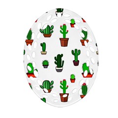 Cactus Plants Background Pattern Seamless Oval Filigree Ornament (two Sides) by Maspions