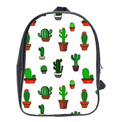 Cactus Plants Background Pattern Seamless School Bag (xl)