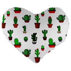 Cactus Plants Background Pattern Seamless Large 19  Premium Heart Shape Cushions