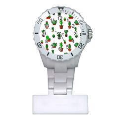 Cactus Plants Background Pattern Seamless Plastic Nurses Watch