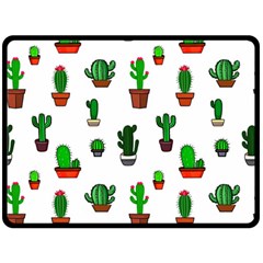 Cactus Plants Background Pattern Seamless Two Sides Fleece Blanket (large)