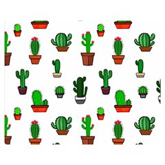 Cactus Plants Background Pattern Seamless Two Sides Premium Plush Fleece Blanket (teen Size)