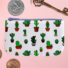 Cactus Plants Background Pattern Seamless Large Coin Purse