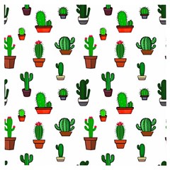 Cactus Plants Background Pattern Seamless Wooden Puzzle Square