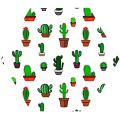 Cactus Plants Background Pattern Seamless Wooden Puzzle Hexagon