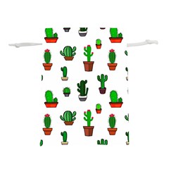 Cactus Plants Background Pattern Seamless Lightweight Drawstring Pouch (l)