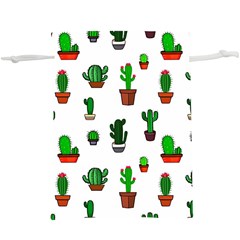 Cactus Plants Background Pattern Seamless Lightweight Drawstring Pouch (xl) by Maspions