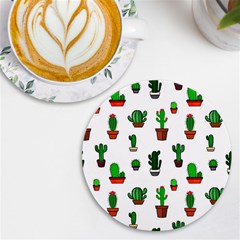 Cactus Plants Background Pattern Seamless Uv Print Round Tile Coaster