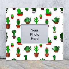 Cactus Plants Background Pattern Seamless White Wall Photo Frame 5  X 7  by Maspions