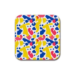 Colored Blots Painting Abstract Art Expression Creation Color Palette Paints Smears Experiments Mode Rubber Coaster (square) by Maspions