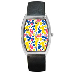 Colored Blots Painting Abstract Art Expression Creation Color Palette Paints Smears Experiments Mode Barrel Style Metal Watch by Maspions