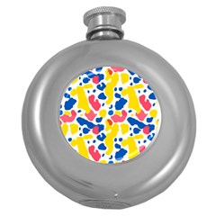 Colored Blots Painting Abstract Art Expression Creation Color Palette Paints Smears Experiments Mode Round Hip Flask (5 Oz)