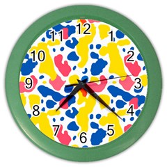 Colored Blots Painting Abstract Art Expression Creation Color Palette Paints Smears Experiments Mode Color Wall Clock