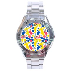 Colored Blots Painting Abstract Art Expression Creation Color Palette Paints Smears Experiments Mode Stainless Steel Analogue Watch by Maspions