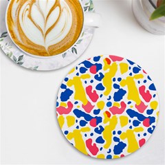 Colored Blots Painting Abstract Art Expression Creation Color Palette Paints Smears Experiments Mode Uv Print Round Tile Coaster by Maspions