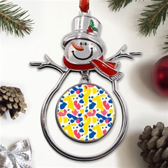 Colored Blots Painting Abstract Art Expression Creation Color Palette Paints Smears Experiments Mode Metal Snowman Ornament by Maspions