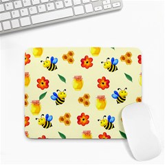 Seamless Honey Bee Texture Flowers Nature Leaves Honeycomb Hive Beekeeping Watercolor Pattern Small Mousepad by Maspions