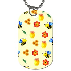 Seamless Honey Bee Texture Flowers Nature Leaves Honeycomb Hive Beekeeping Watercolor Pattern Dog Tag (two Sides)