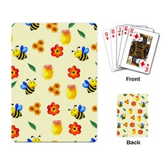 Seamless Honey Bee Texture Flowers Nature Leaves Honeycomb Hive Beekeeping Watercolor Pattern Playing Cards Single Design (rectangle) by Maspions