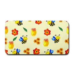 Seamless Honey Bee Texture Flowers Nature Leaves Honeycomb Hive Beekeeping Watercolor Pattern Medium Bar Mat