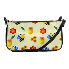 Seamless Honey Bee Texture Flowers Nature Leaves Honeycomb Hive Beekeeping Watercolor Pattern Shoulder Clutch Bag