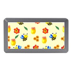 Seamless Honey Bee Texture Flowers Nature Leaves Honeycomb Hive Beekeeping Watercolor Pattern Memory Card Reader (mini)