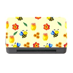 Seamless Honey Bee Texture Flowers Nature Leaves Honeycomb Hive Beekeeping Watercolor Pattern Memory Card Reader With Cf by Maspions